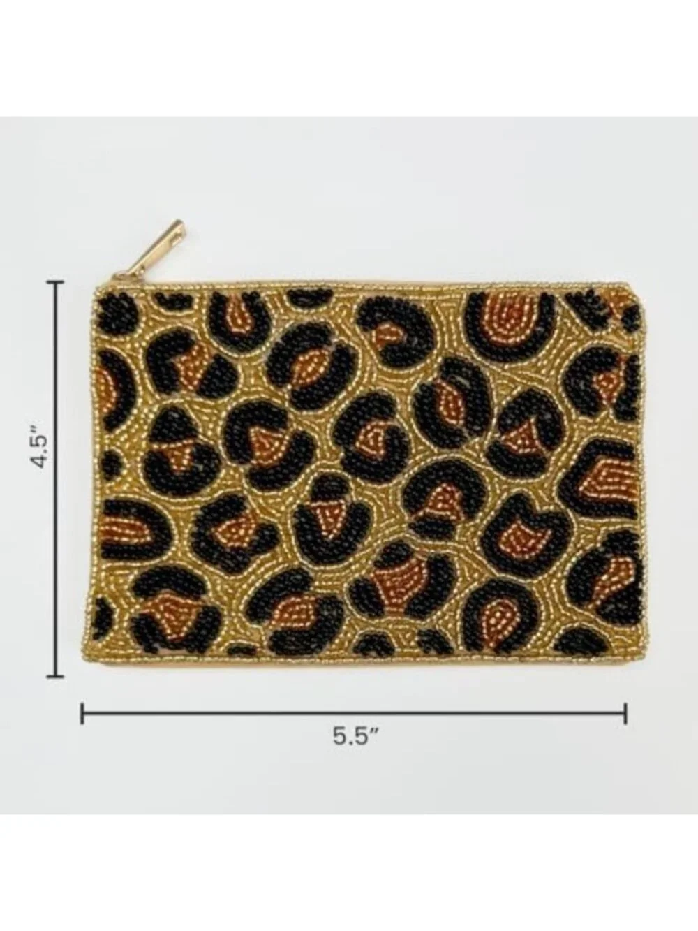 Leopard Print Beaded Coin Purse | Zipper Pouch Wallet for Change & Essentials